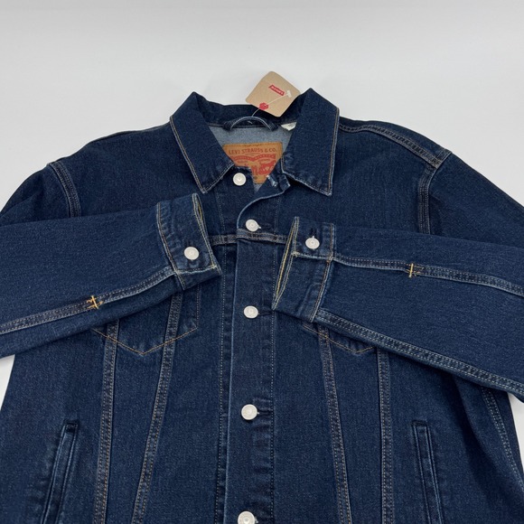 Levis Standard Mens Classic Dark Wash Denim Trucker Jacket Size Large NWT - Picture 4 of 9